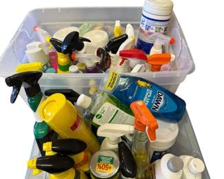 Lot of Cleaning Supplies Assorted Sprays, Wipes  More