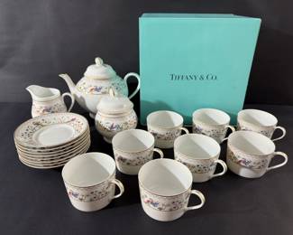Tiffany Co. Audubon Tea Set, 19 Pieces  Limoges France Complete with Original Box  Receipt