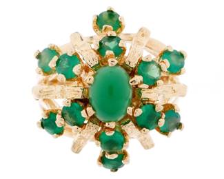Lot 174b: 14k Gold and Emerald Cluster Cocktail Ring