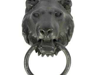 Lot 398: Large Painted Spelter Cast Iron Lion Doorknocker