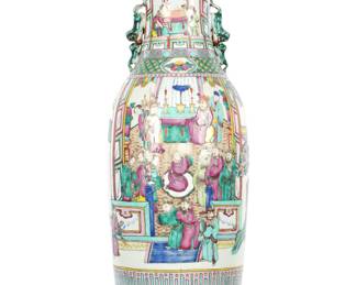 Lot 392: Chinese Famille Rose Porcelain Floor Vase
