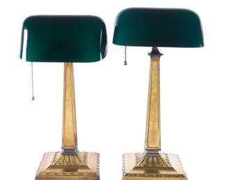 Lot 348: Pair McFadden Emeralite Desk Lamps 8734