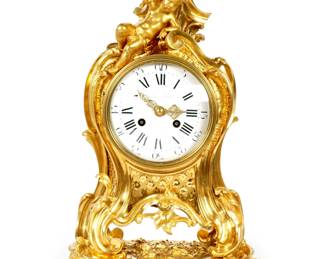Lot 127: French Antony Bailly Figural Gilt Bronze Clock