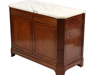 Lot 88: French Louis XVI Marble Top Mahogany Server