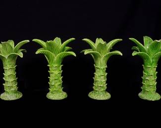Lot 361: Four Jean Roger Paris Ceramic Palm Tree Candlesticks