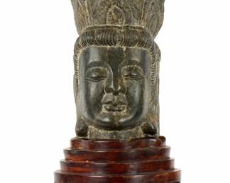 Lot 146a: Chinese Ming / Qing Carved Stone Buddha Head