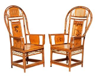 Lot 264: Pair Brighton Pavillion Chinoiserie Bamboo Chairs