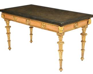 Lot 60: Large Italian Carved Parcel Gilt Console Table