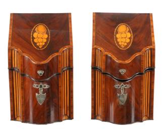Lot 29: Pair Georgian Inlaid Mahogany Knife Boxes