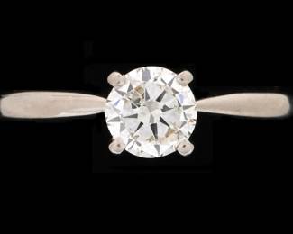 Lot 242: 14k White Gold Diamond Solitaire Ring