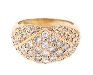 Lot 282: 14k Yellow Gold Pave Set Diamond Ring