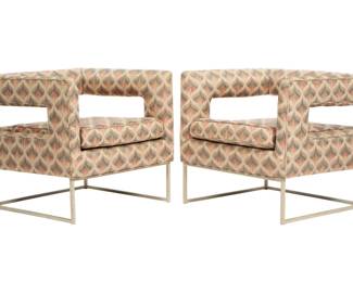 Lot 53: Pair attr. Milo Baughman Cantilever Lounge Chairs