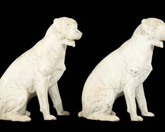 Lot 133: Pair Painted Aluminum Garden Dog Sculptures