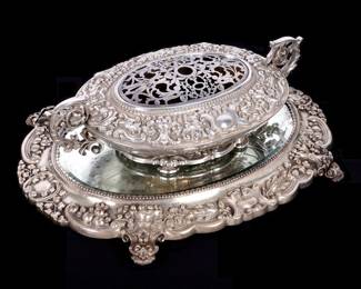 Lot 14: Portuguese Silver Mirrored Table Plateau