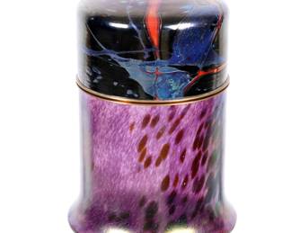 Lot 116: Monumental Jack Ink Art Glass Round Box 2527