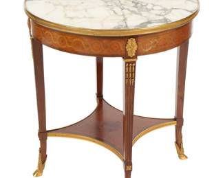 Lot 89: French Louis XVI Marble Top Boulliotte Table