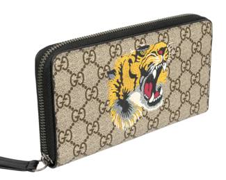 Lot 353: Gucci Supreme GG Monogram Tiger Zipper Wallet