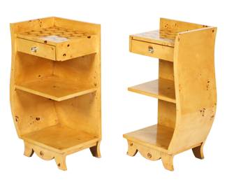 Lot 145: Pair French Deco Maple Parquetry Night Stands