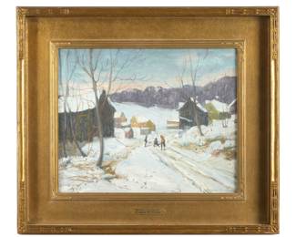 Lot 255: Richard Kimbel Winter Twilight Snowscape Painting