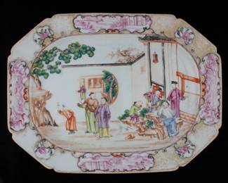 Lot 396: Chinese Mandarin Rose Octagonal Serving Dish