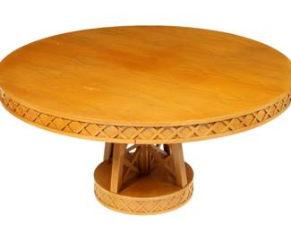 Lot 158: Large Blonde Stained Oak Round Dining Table