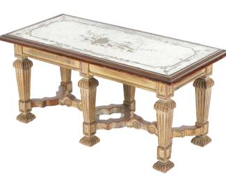 Lot 312: French Six Leg Eglomise Mirror Coffee Table