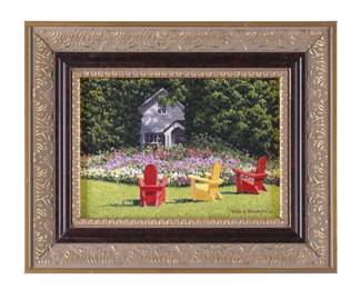 Lot 360: Reed Prescott III Landscape with Chairs Painting