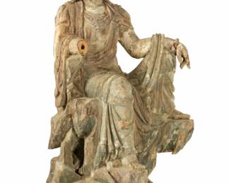 Lot 146b: Chinese Qing Carved Wood Buddha Guanyin