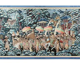 Lot 383: Large Bali Ubud School Wedding Procession Painting