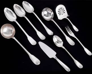Lot 350: Nine Christofle Vendome Silverplate Serving Pieces