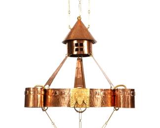 Lot 147: Copper Arts & Crafts Hanging Light Fixture