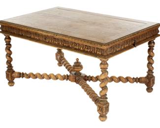 Lot 192: Early Belgian Carved Barley Twist Library Table