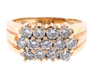 Lot 273: 14k Yellow Gold Three Diamond Band Ring