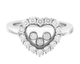 Lot 241a: Chopard 18k Gold Happy Diamonds Heart Ring