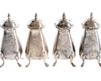 Lot 379: Four Wai Lee Chinese Export Sterling Salt Pepper