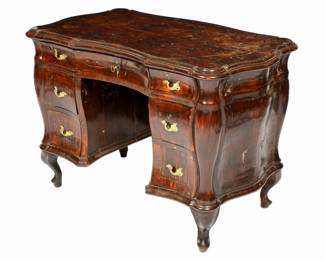 Lot 109: 18th C Italian Walnut Bombe Desk