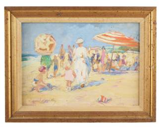 Lot 220: Rachel Hartley Crowded Beach Painting