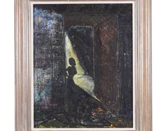 Lot 318: Doris Marie Leeper Interior Portrait Painting