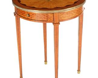 Lot 228: French Louis XVI Style Inlaid Bouillotte Table