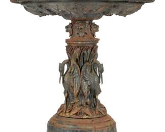 Lot 131: Fiske Style Cast Iron Stork Garden Fountain