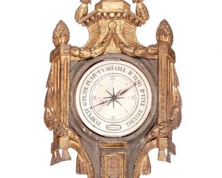 Lot 162: 19th C French Carved Painted & Gilt Barometer