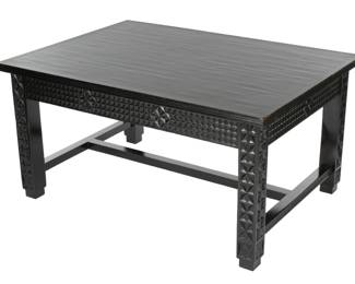 Lot 20: Continental Ebonized Carved Dining Table