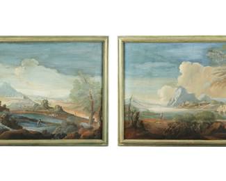Lot 85: Pair Italian School Landscape Paintings
