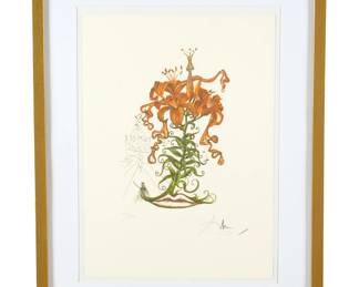Lot 323: Salvador Dali Tiger Lilies Lithograph / Engraving