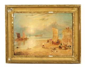 Lot 269: Manner of Turner Coastal Landscape with Figures