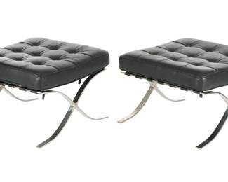 Lot 185: Pair Van der Rohe Barcelona Style Stools