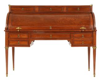 Lot 74: French Mahogany Louis XVI Style Cylinder Desk