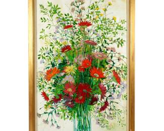 Lot 44: Large Michel-Henry Still Life of Flowers Painting