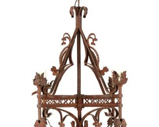 Lot 149: Renaissance Revival Wrought Iron Chandelier