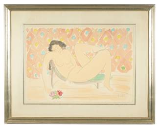 Lot 97: Large Muramasa Kudo Portrait Nude Woman Serigraph